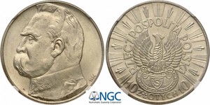 10 Zloty Deuxième République de Pologne (1918 - 1939) Argent Józef Piłsudski