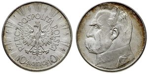 10 Zloty Deuxième République de Pologne (1918 - 1939) Argent Józef Piłsudski