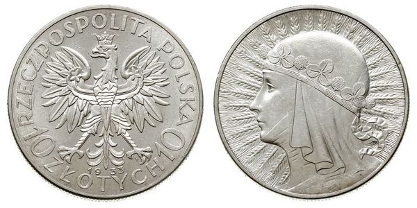 10 Zloty Deuxième République de Pologne (1918 - 1939) Argent Hedwige Ire de Pologne