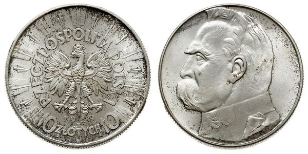 10 Zloty Deuxième République de Pologne (1918 - 1939) Argent Józef Piłsudski