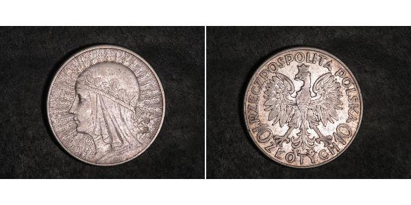 10 Zloty Deuxième République de Pologne (1918 - 1939) Argent Hedwige Ire de Pologne