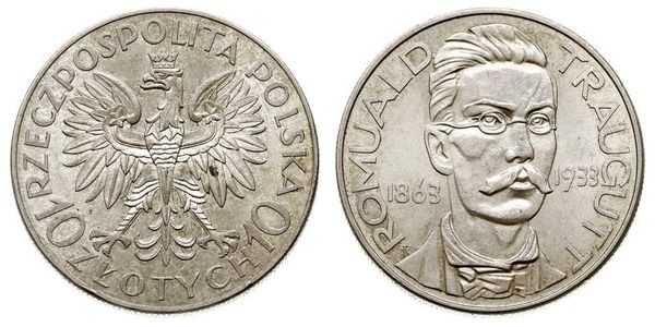 10 Zloty Deuxième République de Pologne (1918 - 1939) Argent Romuald Traugutt