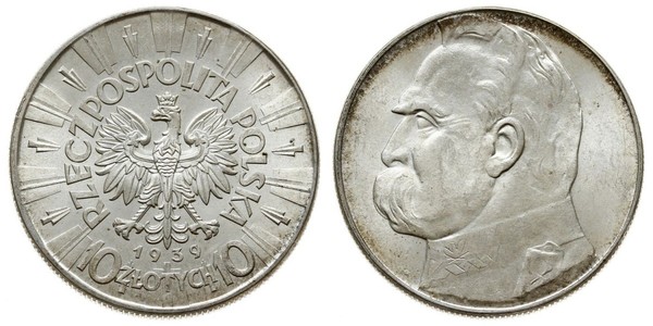 10 Zloty Deuxième République de Pologne (1918 - 1939) Argent Józef Piłsudski