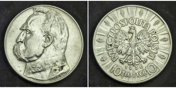 10 Zloty Deuxième République de Pologne (1918 - 1939) Argent Józef Piłsudski