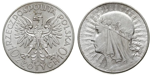 10 Zloty Deuxième République de Pologne (1918 - 1939) Argent Hedwige Ire de Pologne