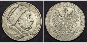 10 Zloty Pologne / Deuxième République de Pologne (1918 - 1939) Argent Jean III Sobieski (1629-1696)