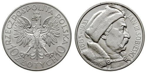 10 Zloty Pologne / Deuxième République de Pologne (1918 - 1939) Argent Jean III Sobieski (1629-1696)