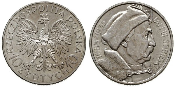 10 Zloty Pologne / Deuxième République de Pologne (1918 - 1939) Argent Jean III Sobieski (1629-1696)