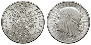 10 Zloty Seconda Repubblica Polacca (1918 - 1939) Argento Edvige di Polonia