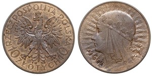 10 Zloty Seconda Repubblica Polacca (1918 - 1939) Argento Edvige di Polonia