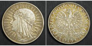 10 Zloty Seconda Repubblica Polacca (1918 - 1939) Argento Edvige di Polonia