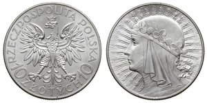 10 Zloty Seconda Repubblica Polacca (1918 - 1939) Argento Edvige di Polonia