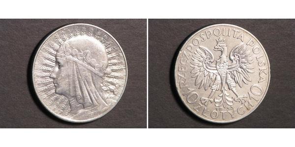 10 Zloty Seconda Repubblica Polacca (1918 - 1939) Argento Edvige di Polonia