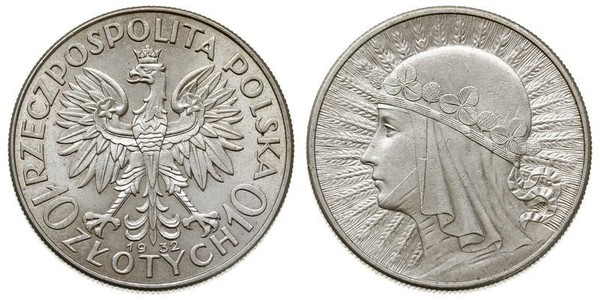 10 Zloty Seconda Repubblica Polacca (1918 - 1939) Argento Edvige di Polonia