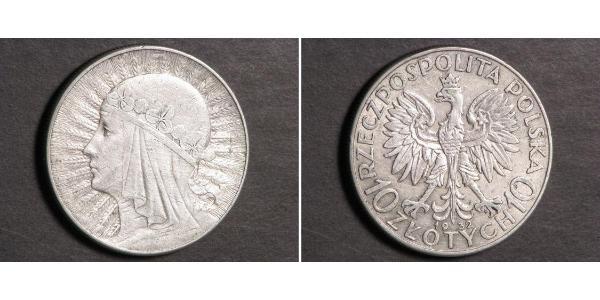10 Zloty Seconda Repubblica Polacca (1918 - 1939) Argento Edvige di Polonia
