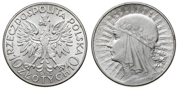 10 Zloty Seconda Repubblica Polacca (1918 - 1939) Argento Edvige di Polonia