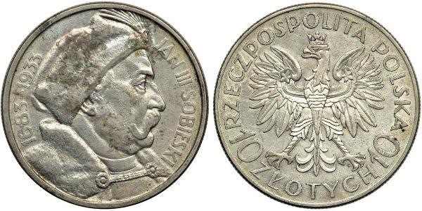 10 Zloty Seconda Repubblica Polacca (1918 - 1939) / Polonia Argento Giovanni III di Polonia (1629-1696)