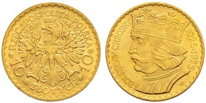 10 Zloty Zweite Polnische Republik (1918 - 1939) Gold 