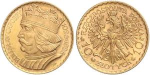 10 Zloty Zweite Polnische Republik (1918 - 1939) Gold 