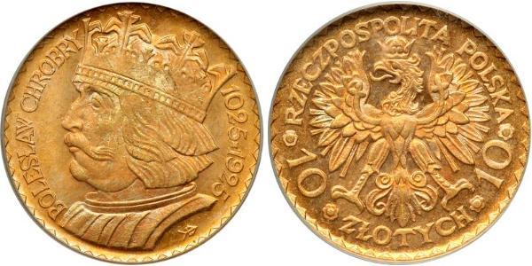 10 Zloty Zweite Polnische Republik (1918 - 1939) Gold 