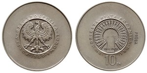 10 Zloty República Popular de Polonia (1952-1990) Níquel/Cobre 