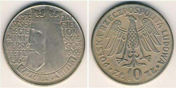 10 Zloty República Popular de Polonia (1952-1990) Níquel/Cobre 