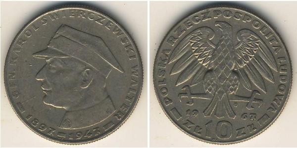 10 Zloty República Popular de Polonia (1952-1990) Níquel/Cobre 