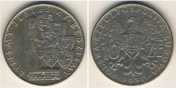 10 Zloty República Popular de Polonia (1952-1990) Níquel/Cobre 