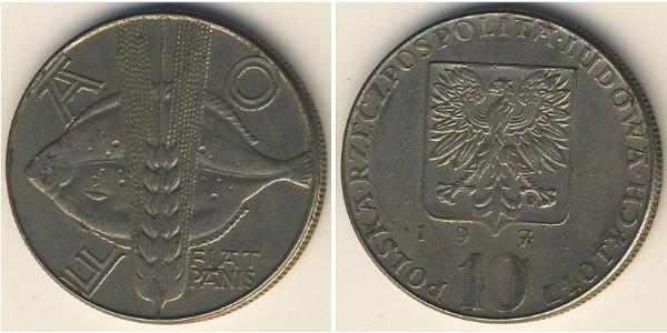 10 Zloty República Popular de Polonia (1952-1990) Níquel/Cobre 