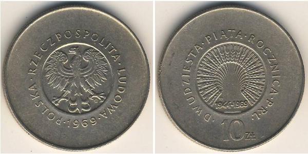 10 Zloty República Popular de Polonia (1952-1990) Níquel/Cobre 