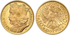 10 Zloty Segunda República Polaca (1918 - 1939) Oro 