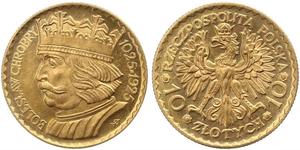 10 Zloty Segunda República Polaca (1918 - 1939) Oro 