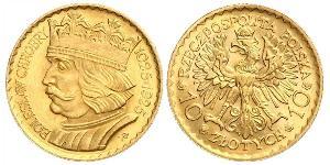 10 Zloty Segunda República Polaca (1918 - 1939) Oro 