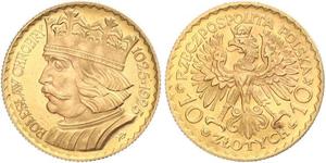 10 Zloty Segunda República Polaca (1918 - 1939) Oro 