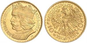 10 Zloty Segunda República Polaca (1918 - 1939) Oro 