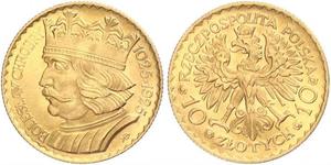 10 Zloty Segunda República Polaca (1918 - 1939) Oro 