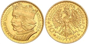 10 Zloty Segunda República Polaca (1918 - 1939) Oro 