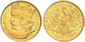 10 Zloty Segunda República Polaca (1918 - 1939) Oro 