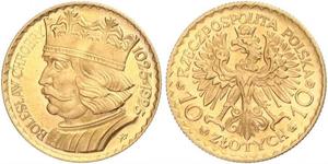 10 Zloty Segunda República Polaca (1918 - 1939) Oro 