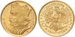 10 Zloty Segunda República Polaca (1918 - 1939) Oro 