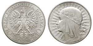 10 Zloty Segunda República Polaca (1918 - 1939) Plata Eduviges I de Polonia