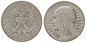 10 Zloty Segunda República Polaca (1918 - 1939) Plata Eduviges I de Polonia