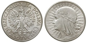 10 Zloty Segunda República Polaca (1918 - 1939) Plata Eduviges I de Polonia