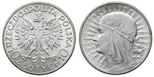 10 Zloty Segunda República Polaca (1918 - 1939) Plata Eduviges I de Polonia