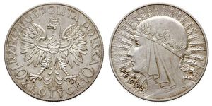 10 Zloty Segunda República Polaca (1918 - 1939) Plata Eduviges I de Polonia