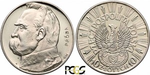 10 Zloty Segunda República Polaca (1918 - 1939) Plata Józef Piłsudski