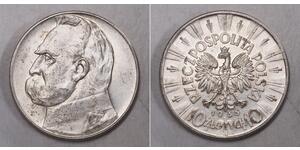 10 Zloty Segunda República Polaca (1918 - 1939) Plata Józef Piłsudski