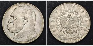 10 Zloty Segunda República Polaca (1918 - 1939) Plata Józef Piłsudski