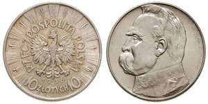 10 Zloty Segunda República Polaca (1918 - 1939) Plata Józef Piłsudski