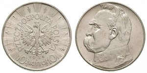 10 Zloty Segunda República Polaca (1918 - 1939) Plata Józef Piłsudski